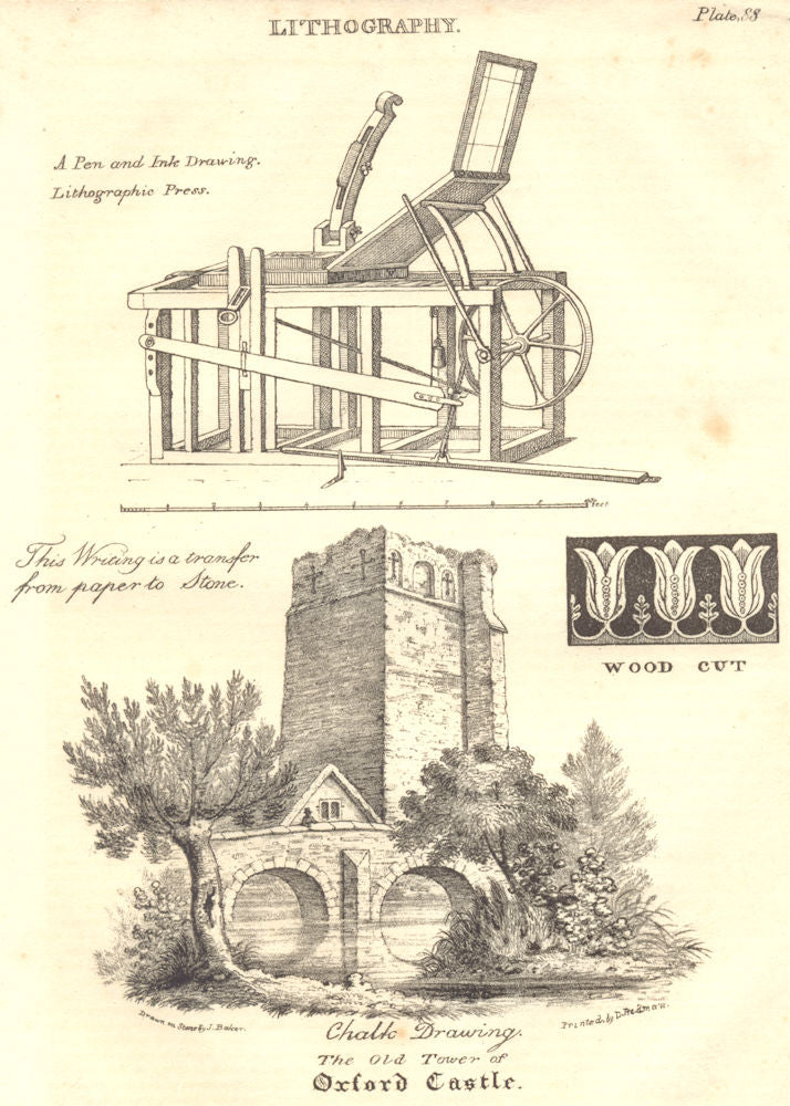 OXFORD. Lithography; Lithographic Press; The old tower of Oxford Castle 1830